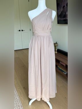 Azazie One-Shoulder Taupe Maxi Dress